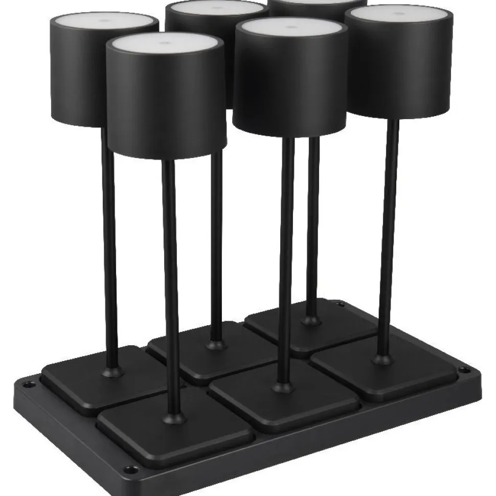 LED-ulkopöytävalaisin Trio Fernandez, 6-os, harmaa, ladattava