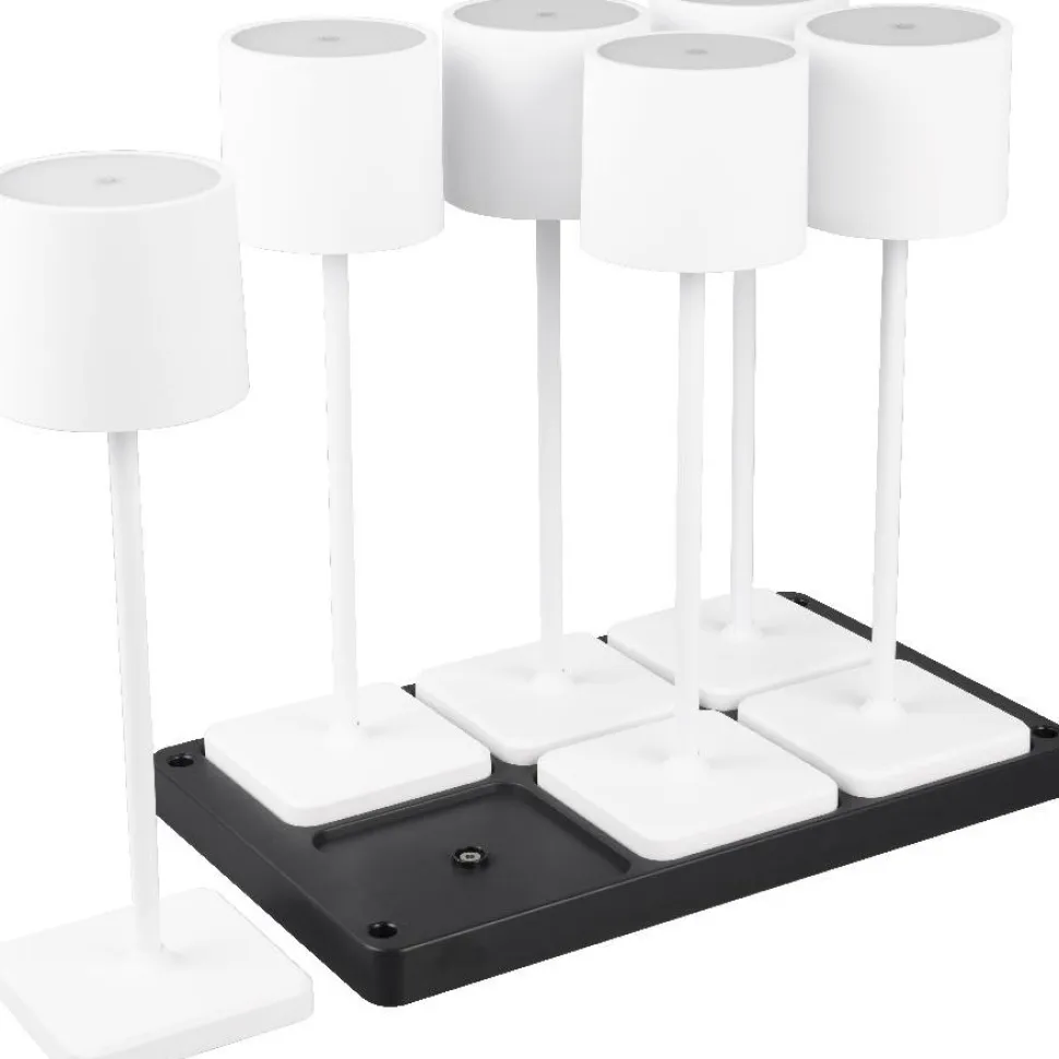 LED-ulkopöytävalaisin Trio Fernandez, 6-os, harmaa, ladattava