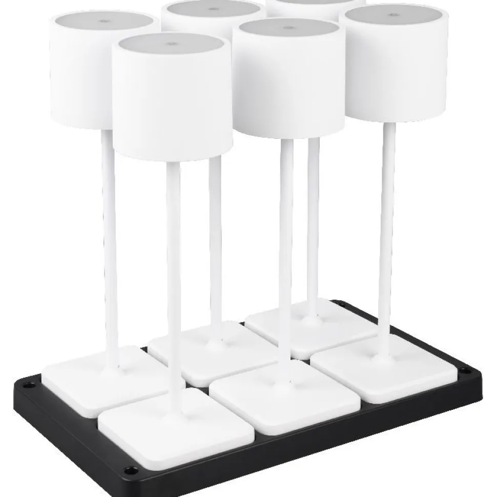 LED-ulkopöytävalaisin Trio Fernandez, 6-os, harmaa, ladattava
