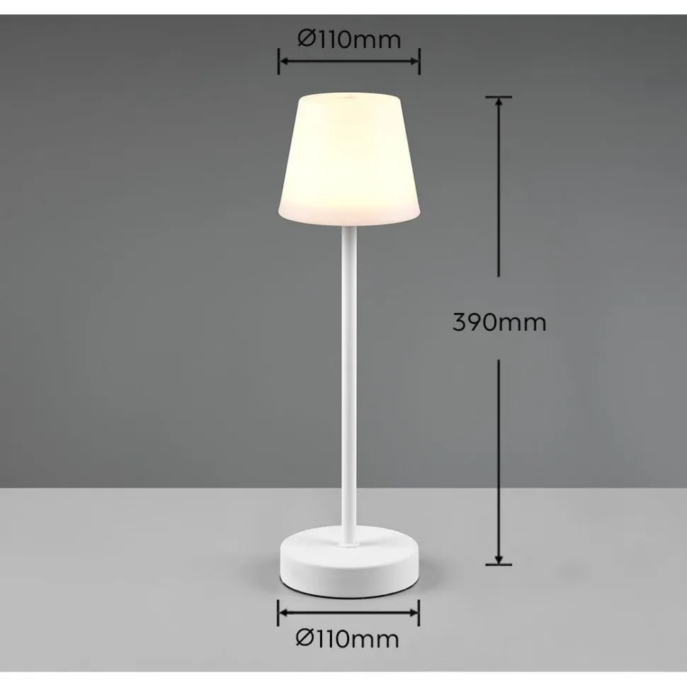 LED-ulkopöytävalaisin Trio Martinez, ladattava, mattavalkoinen