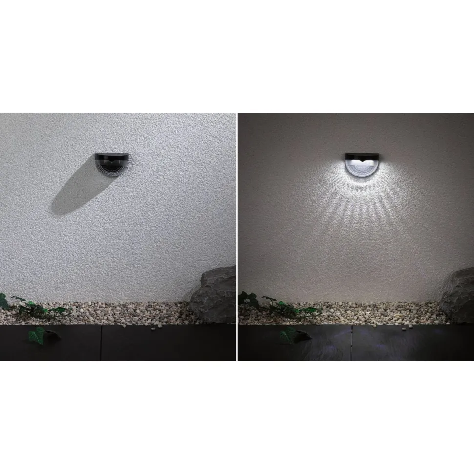LED-ulkoseinävalaisin aurinkokennolla Paulmann Mimmo, IP44, 6500K, musta