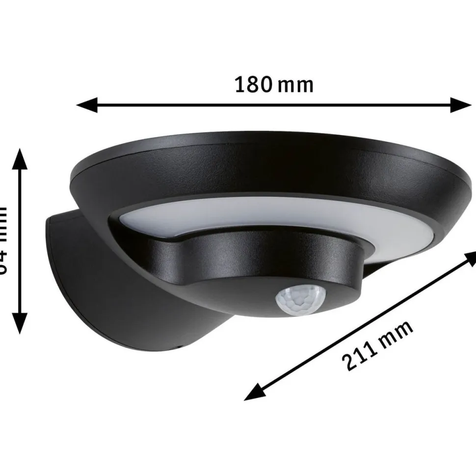 LED-ulkoseinävalaisin aurinkokennolla Paulmann Bordola, IP44, 3000K, hämärätunnistin, antrasiitti