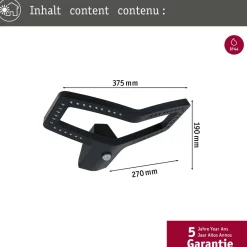 LED-ulkoseinävalaisin Paulmann Alara Smart Home Zigbee 3.0 375x270mm hämäräohjattu liiketunnistin IR RGBW+ 10W 450lm antrasiitti