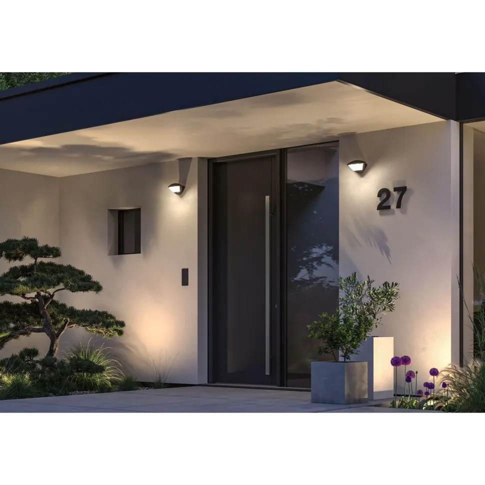 LED-ulkoseinävalaisin Paulmann Skyla Smart Home Zigbee 3.0 226x164mm 2200K-3000K 10W 840lm hämäräohjattu liiketunnistin IR antrasiitti