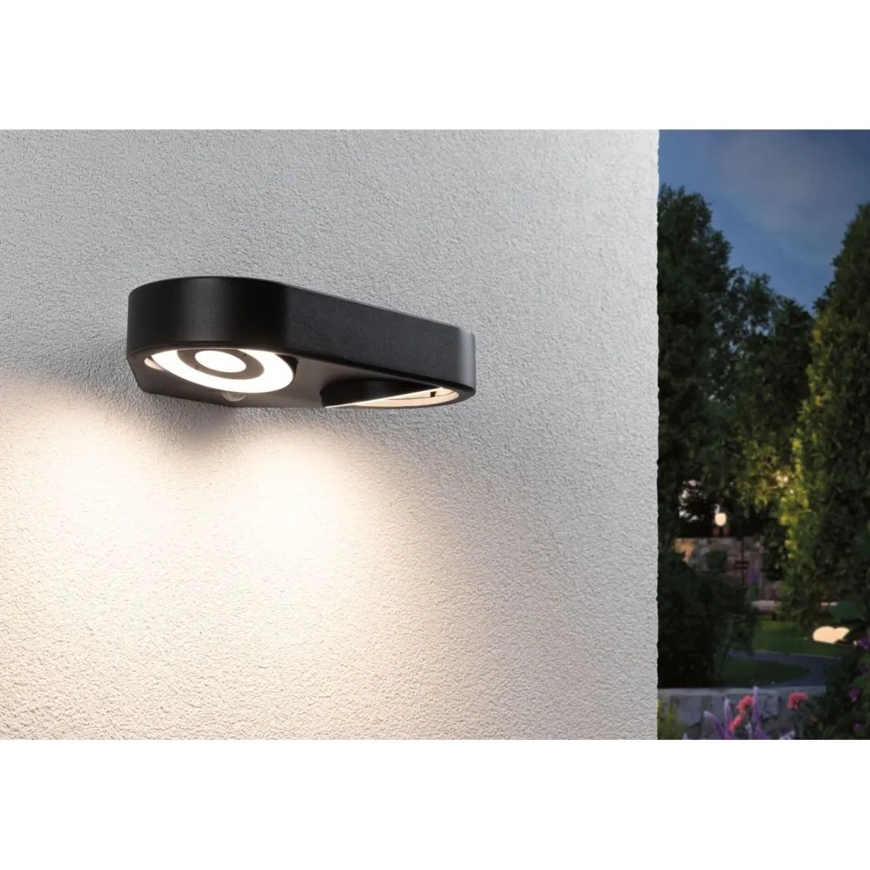 LED-ulkoseinävalaisin Paulmann Silma 2-osainen 280x176mm 3000K 2x5.5/2x0.7W 2x600lm hämäräohjattu liiketunnistin IR antrasiitti