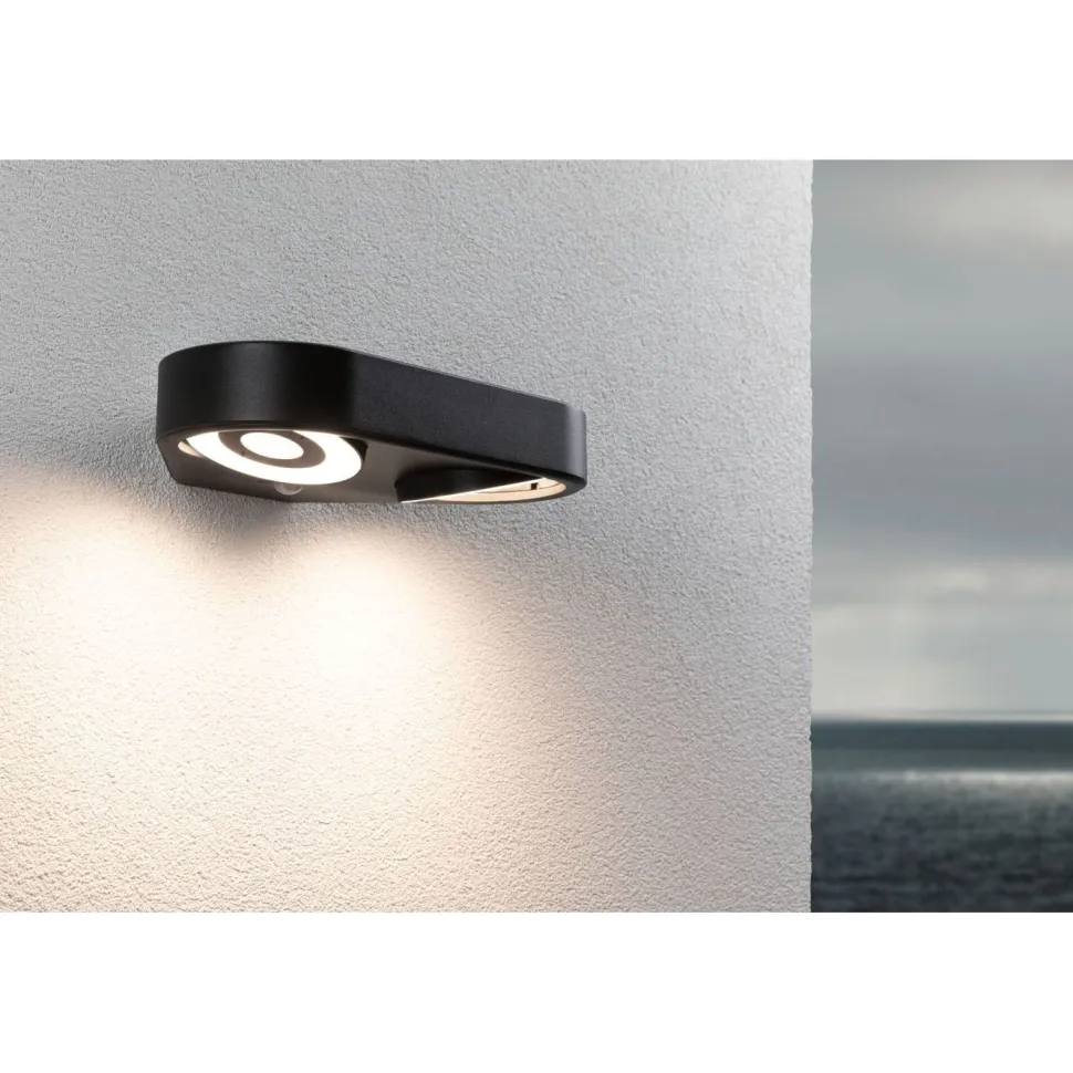 LED-ulkoseinävalaisin Paulmann Silma 2-osainen 280x176mm 3000K 2x5.5/2x0.7W 2x600lm hämäräohjattu liiketunnistin IR antrasiitti