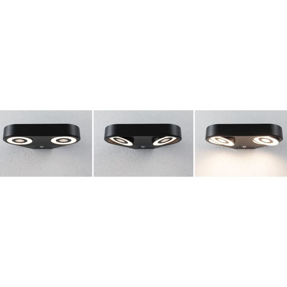 LED-ulkoseinävalaisin Paulmann Silma 2-osainen 280x176mm 3000K 2x5.5/2x0.7W 2x600lm hämäräohjattu liiketunnistin IR antrasiitti