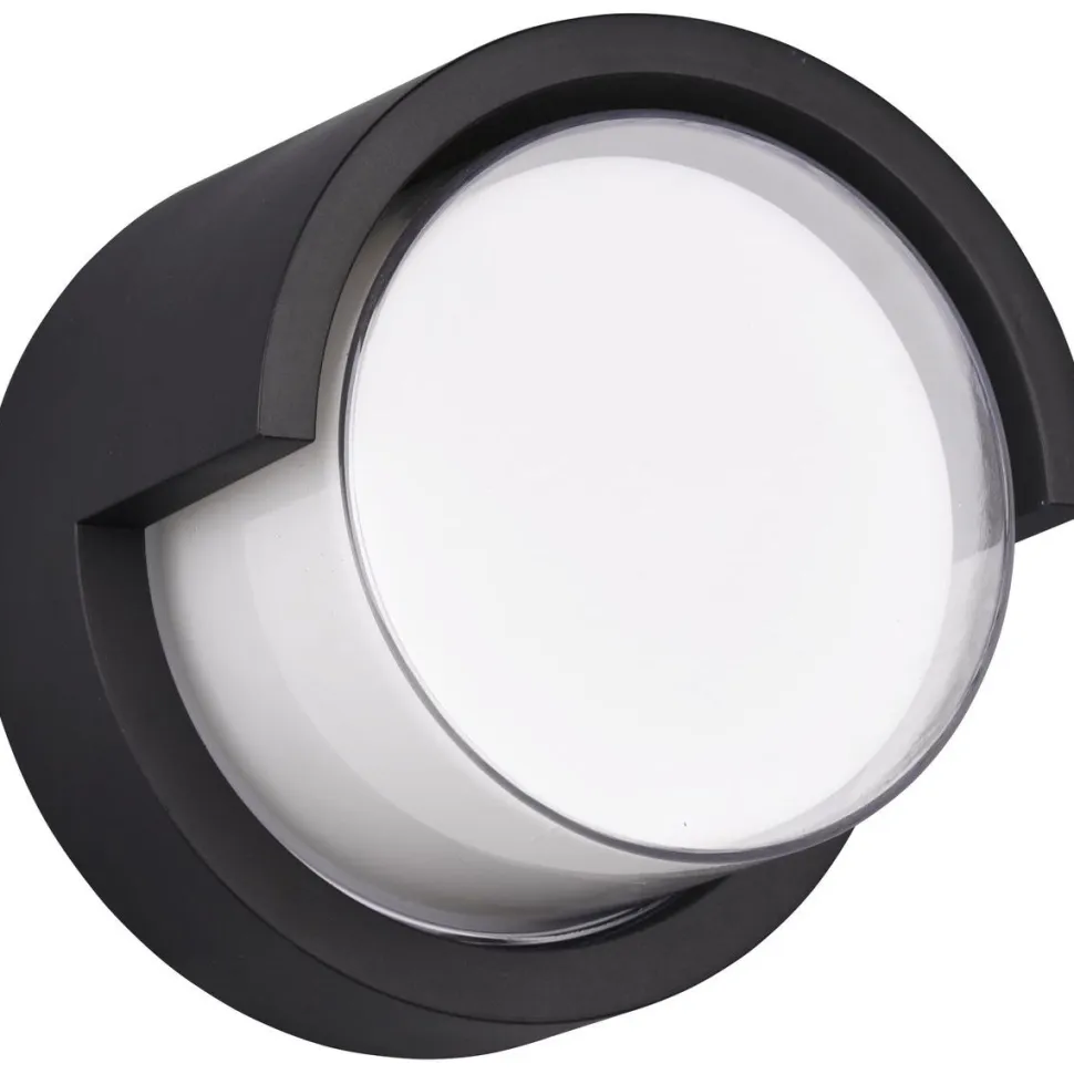 LED-ulkoseinävalaisin Trio Puno pyöreä mattamusta