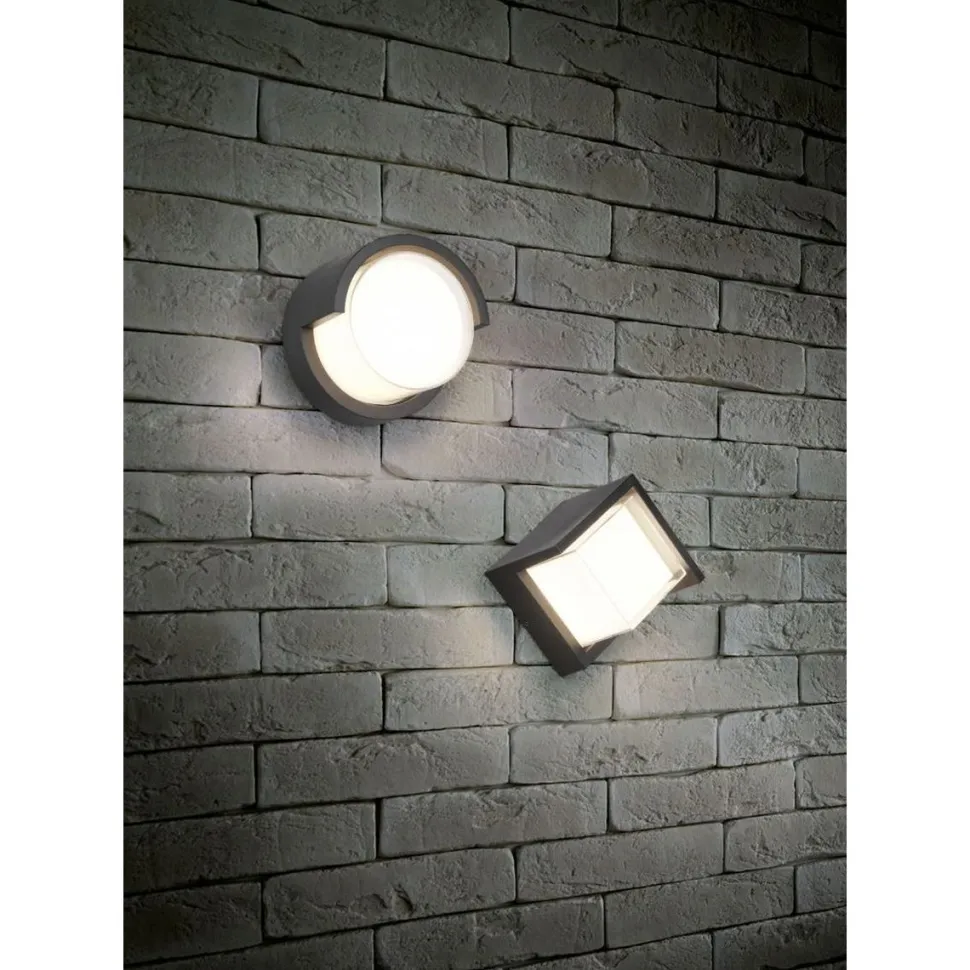 LED-ulkoseinävalaisin Trio Puno pyöreä mattamusta