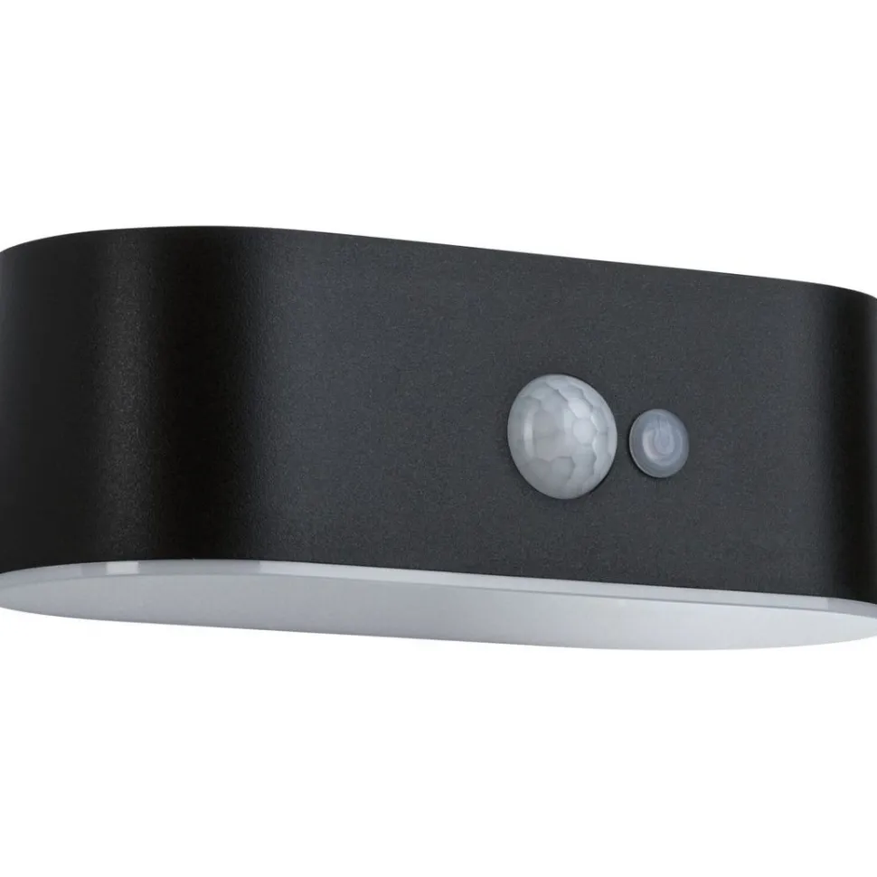 LED-ulkoseinävalaisin aurinkokennolla Paulmann Adya, IP44, 3000K, liiketunnistin, musta