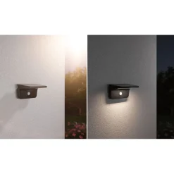 LED-ulkoseinävalaisin aurinkokennolla Paulmann Cyrus, IP44, 3000K, liiketunnistin, antrasiitti
