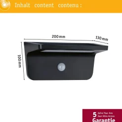 LED-ulkoseinävalaisin aurinkokennolla Paulmann Cyrus, IP44, 3000K, liiketunnistin, antrasiitti