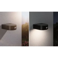 LED-ulkoseinävalaisin aurinkokennolla Paulmann Eileen, IP44, 3000K, liiketunnistin, musta