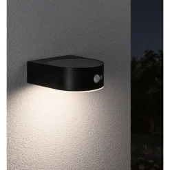 LED-ulkoseinävalaisin aurinkokennolla Paulmann Eileen, IP44, 3000K, liiketunnistin, musta