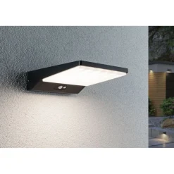 LED-ulkoseinävalaisin aurinkokennolla Paulmann Ronas, 18x25cm, IP44, 3000K, liiketunnistin, tummanharmaa