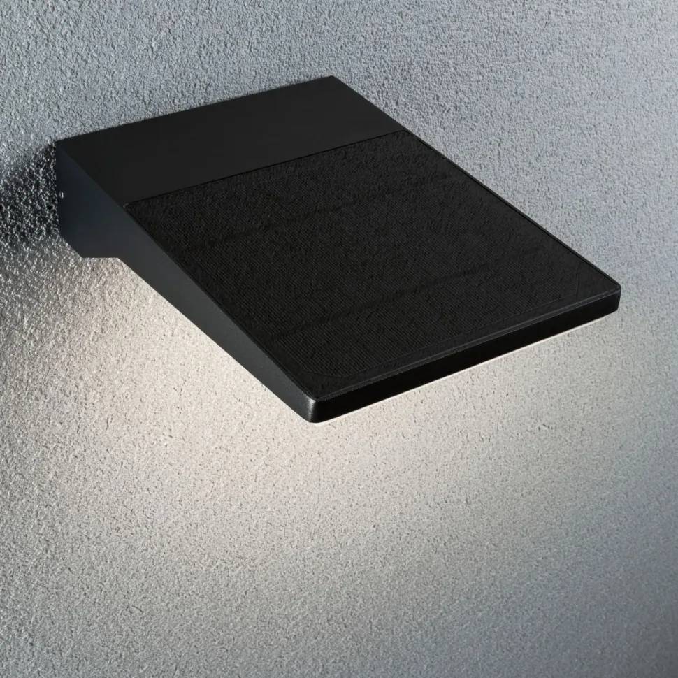 LED-ulkoseinävalaisin aurinkokennolla Paulmann Ronas, 18x25cm, IP44, 3000K, liiketunnistin, tummanharmaa