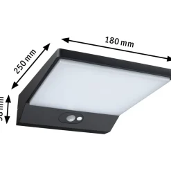 LED-ulkoseinävalaisin aurinkokennolla Paulmann Ronas, 18x25cm, IP44, 3000K, liiketunnistin, tummanharmaa