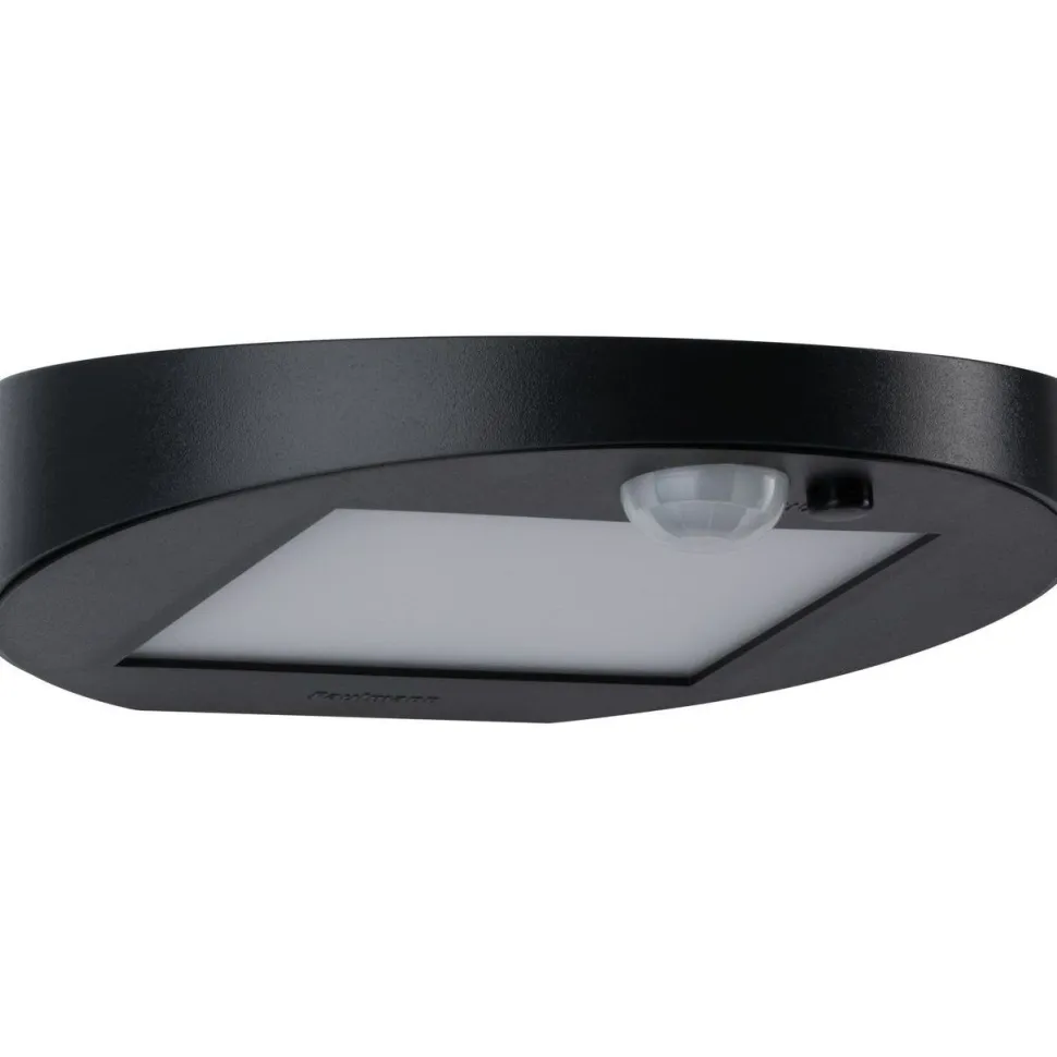 LED-ulkoseinävalaisin aurinkokennolla Paulmann Ryse, IP44, 3000K, liiketunnistin, antrasiitti