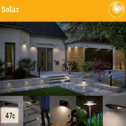 LED-ulkoseinävalaisin aurinkokennolla Paulmann Ryse, IP44, 3000K, liiketunnistin, antrasiitti