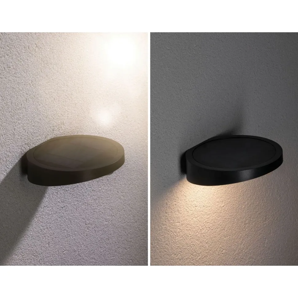 LED-ulkoseinävalaisin aurinkokennolla Paulmann Ryse, IP44, 3000K, liiketunnistin, antrasiitti