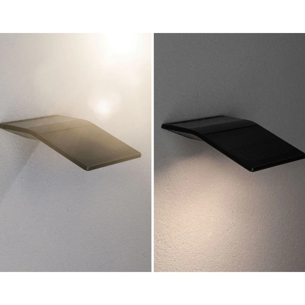 LED-ulkoseinävalaisin aurinkokennolla Paulmann Yoko, IP44, 3000K, liiketunnistin, antrasiitti
