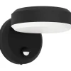 LED-ulkoseinävalaisin Eglo Fornaci, musta/valkoinen, liiketunnistin
