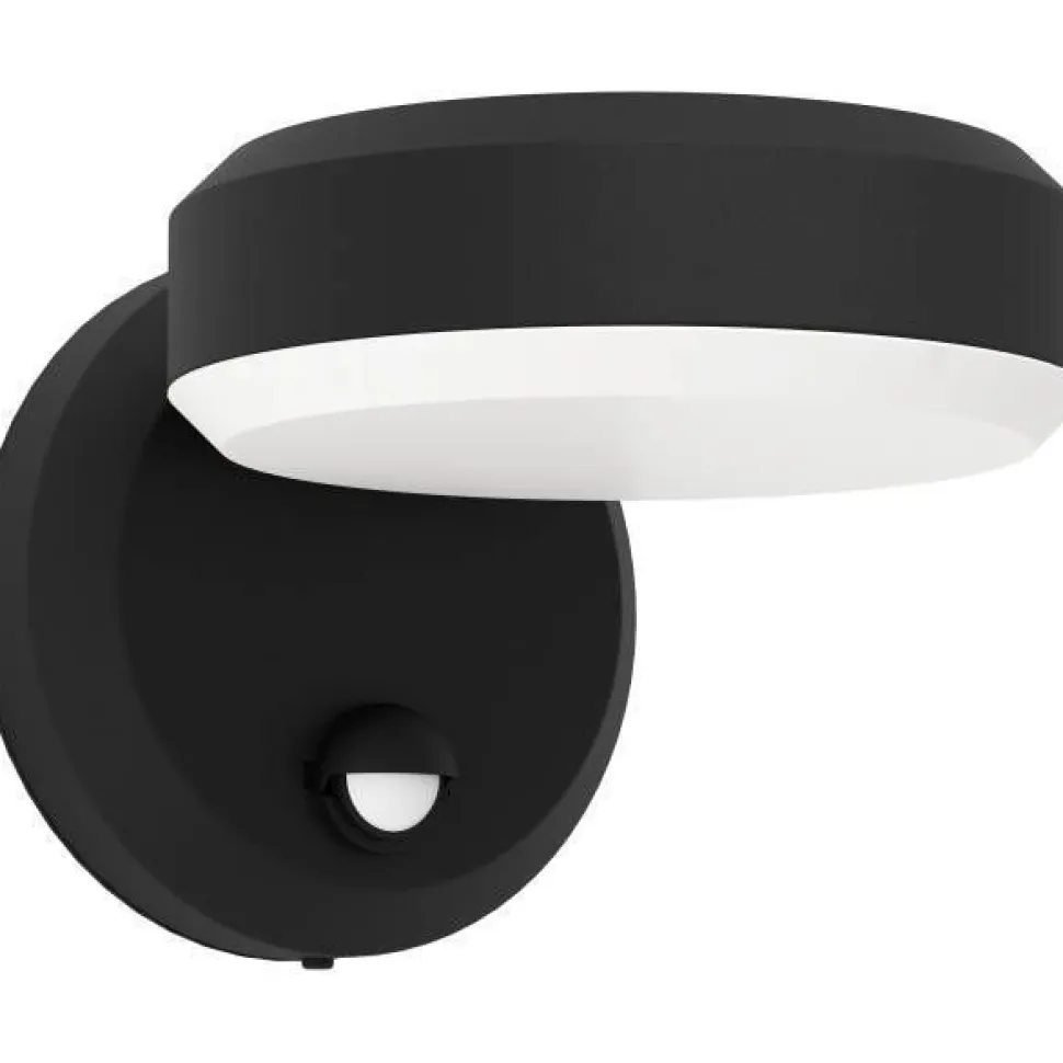 LED-ulkoseinävalaisin Eglo Fornaci, musta/valkoinen, liiketunnistin