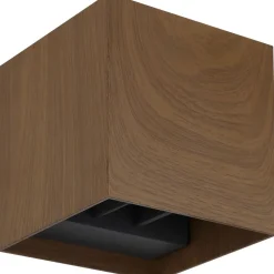 LED-ulkoseinävalaisin Globo Veronika, 10x10x10cm, 3000K, puunvärinen