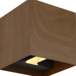 LED-ulkoseinävalaisin Globo Veronika, 10x10x10cm, 3000K, puunvärinen