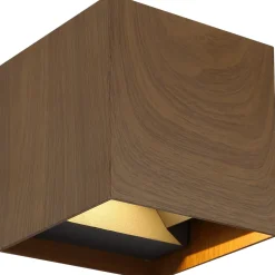 LED-ulkoseinävalaisin Globo Veronika, 10x10x10cm, 3000K, puunvärinen