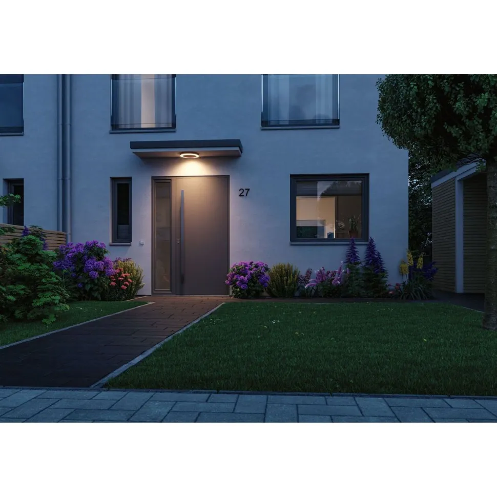 LED-ulkoseinävalaisin hämärätunnistimella Paulmann Circula, Smart Home Zigbee 3.0, IP44, 32cm, antrasiitti