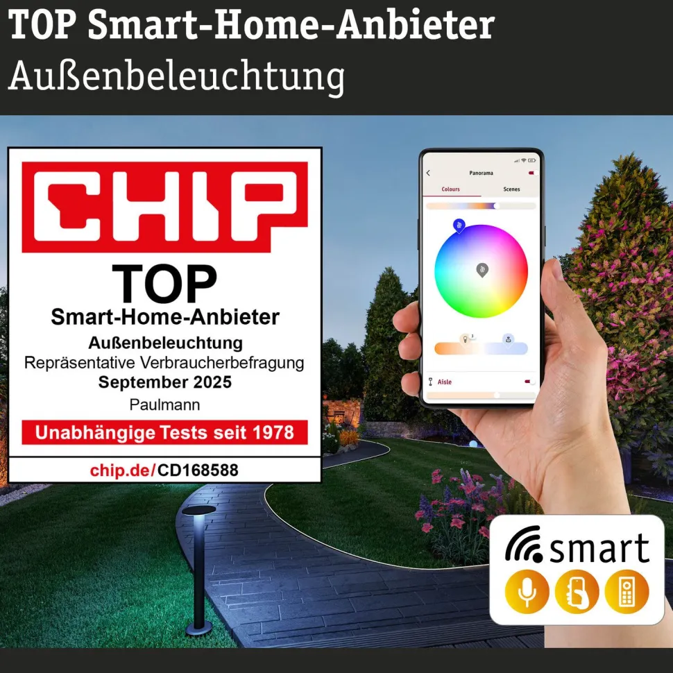 LED-ulkoseinävalaisin hämärätunnistimella Paulmann Circula, Smart Home Zigbee 3.0, IP44, 32cm, antrasiitti