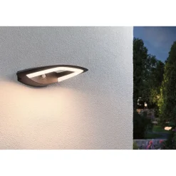 LED-ulkoseinävalaisin liiketunnistimella Paulmann Akena, IP44, 3000K, antrasiitti