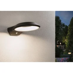 LED-ulkoseinävalaisin liiketunnistimella Paulmann Anela, IP44, 3000K, antrasiitti