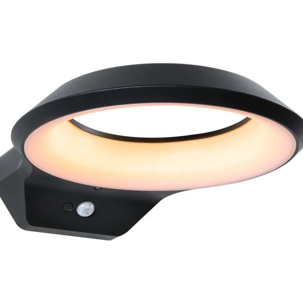 LED-ulkoseinävalaisin liiketunnistimella Paulmann Anela, IP44, 2200K, antrasiitti