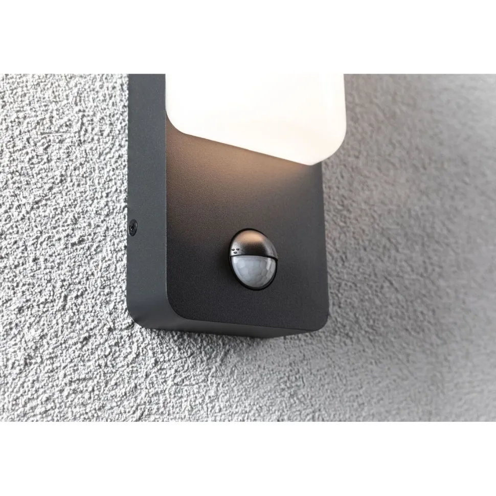 LED-ulkoseinävalaisin liiketunnistimella Paulmann Bonnie, IP44, 2200-3000K, antrasiitti
