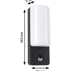 LED-ulkoseinävalaisin liiketunnistimella Paulmann Bonnie, IP44, 2200-3000K, antrasiitti