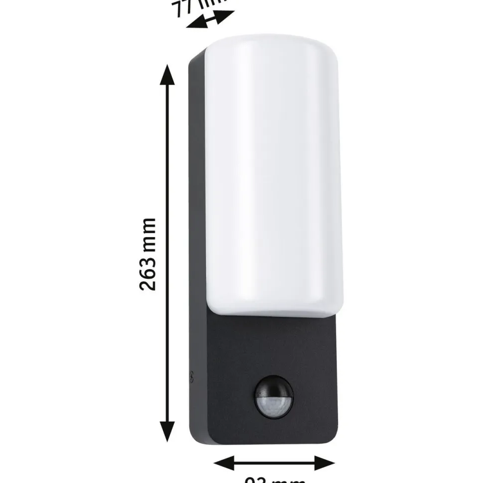 LED-ulkoseinävalaisin liiketunnistimella Paulmann Bonnie, IP44, 2200-3000K, antrasiitti