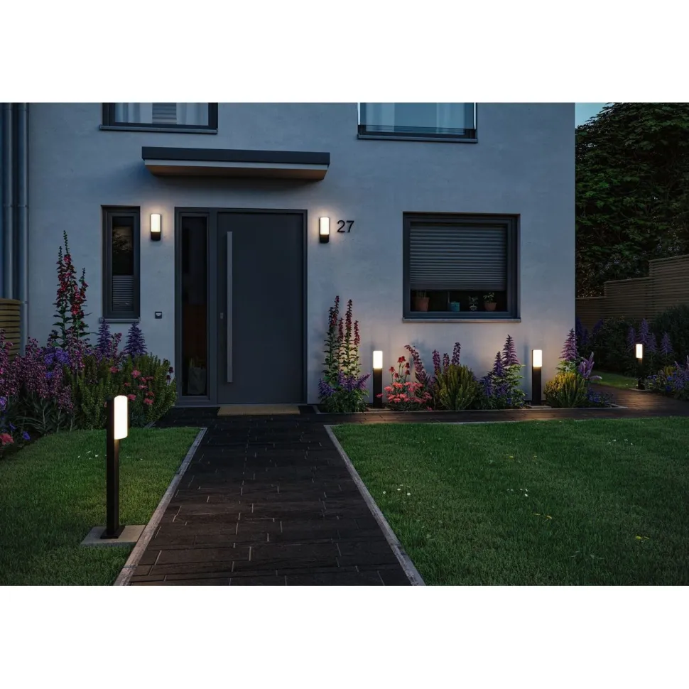 LED-ulkoseinävalaisin liiketunnistimella Paulmann Bonnie, IP44, 3000K, antrasiitti