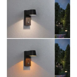 LED-ulkoseinävalaisin liiketunnistimella Paulmann Capea, IP44, säädettävä värilämpötila, antrasiitti
