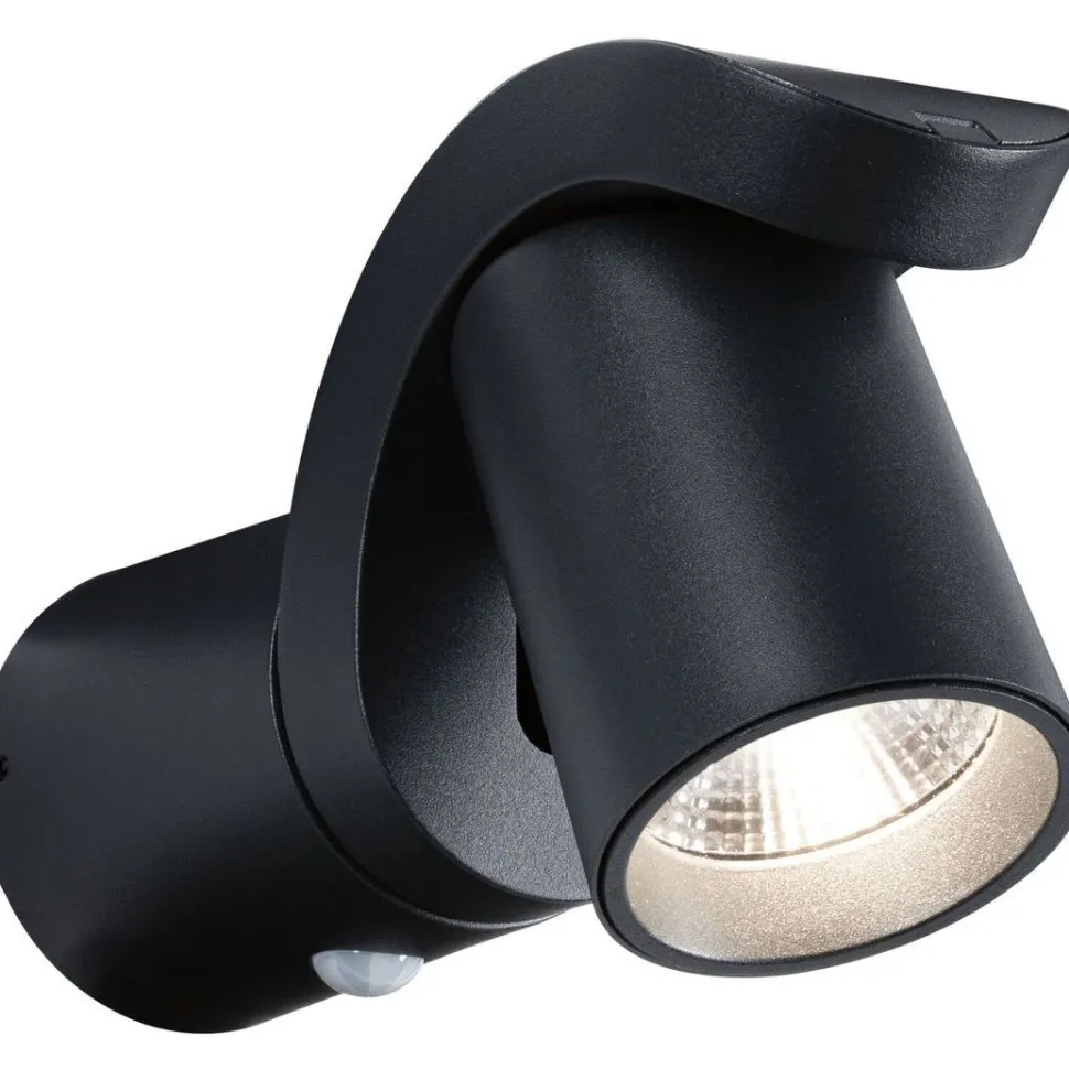 LED-ulkoseinävalaisin liiketunnistimella Paulmann Cuff, IP44, 3000K, korroosionkestävä, antrasiitti