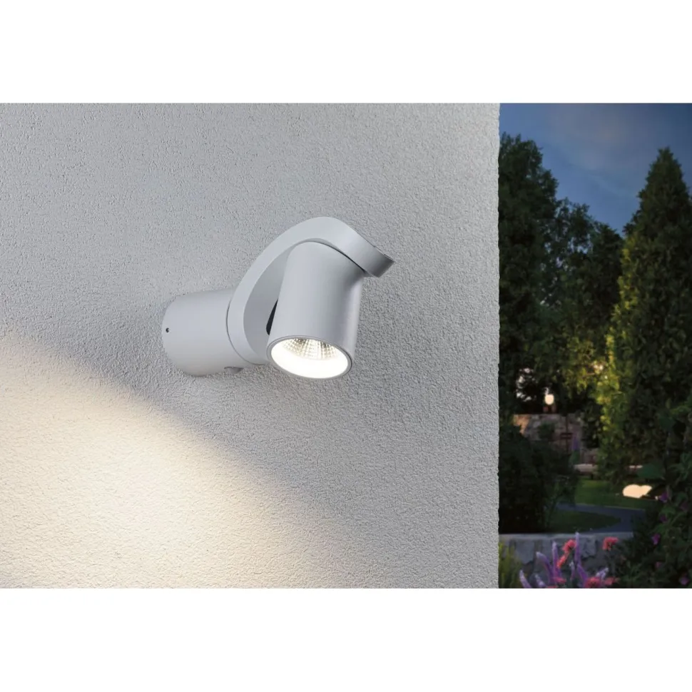 LED-ulkoseinävalaisin liiketunnistimella Paulmann Cuff, IP44, 3000K, korroosionkestävä, antrasiitti