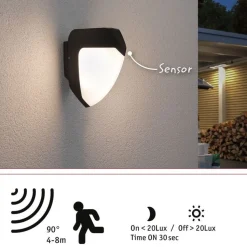 LED-ulkoseinävalaisin liiketunnistimella Paulmann Ikosea, IP44, 5x20.3cm, korroosionkestävä, antrasiitti
