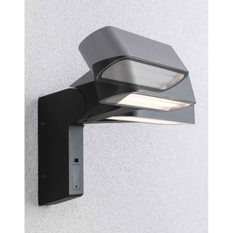 LED-ulkoseinävalaisin liiketunnistimella Paulmann Ito Horizontal, IP44, 3000K, antrasiitti
