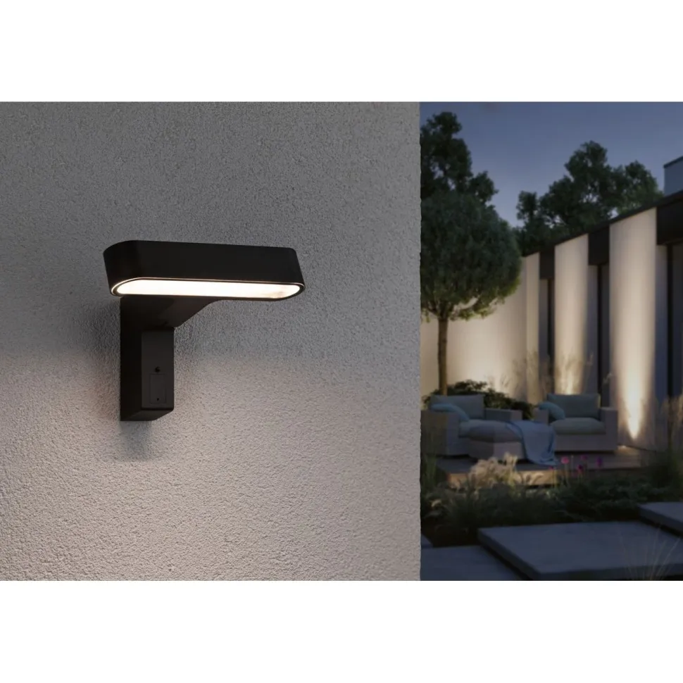 LED-ulkoseinävalaisin liiketunnistimella Paulmann Ito Horizontal, IP44, 3000K, antrasiitti
