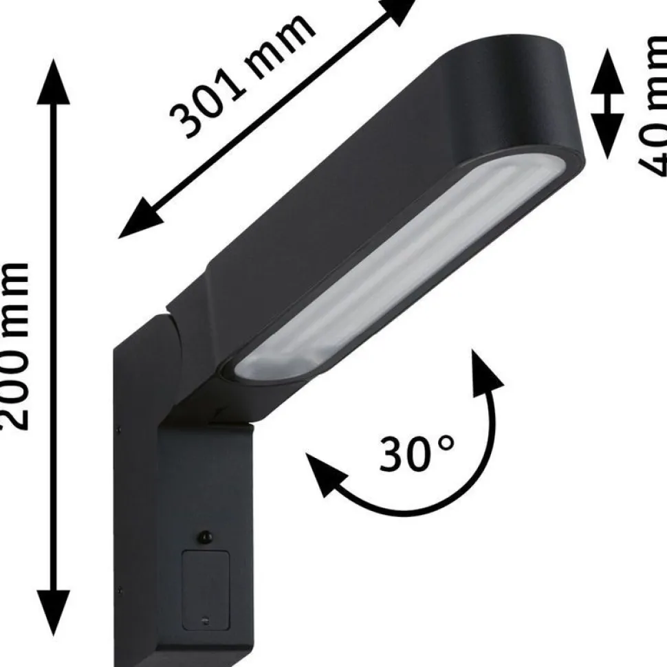 LED-ulkoseinävalaisin liiketunnistimella Paulmann Ito Vertical, IP44, 3000K, antrasiitti