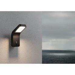 LED-ulkoseinävalaisin liiketunnistimella Paulmann Kulma, IP44, 3000K, korroosionkestävä, antrasiitti