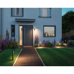 LED-ulkoseinävalaisin liiketunnistimella Paulmann Kulma, IP44, 3000K, korroosionkestävä, antrasiitti