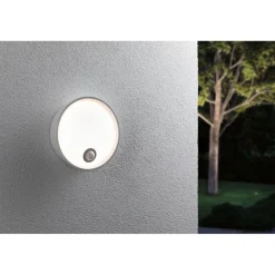 LED-ulkoseinävalaisin liiketunnistimella Paulmann Platomo, IP44, 18cm, 3000K, korroosionkestävä, musta