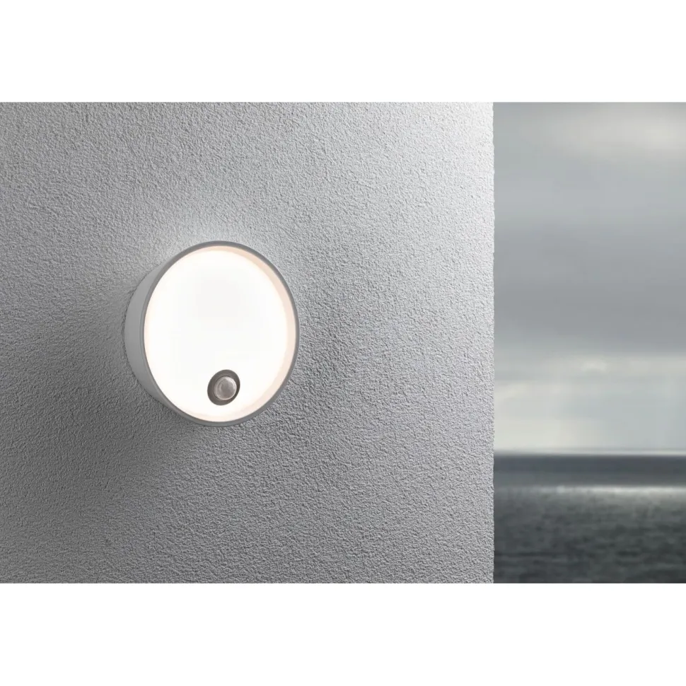LED-ulkoseinävalaisin liiketunnistimella Paulmann Platomo, IP44, 18cm, 3000K, korroosionkestävä, musta